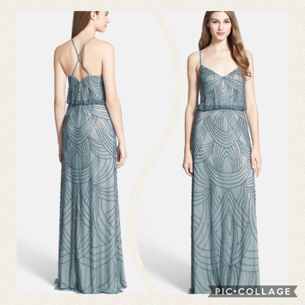 Adrianna Papell Art Deco Beaded Blouson Dress - Picture 4 of 10